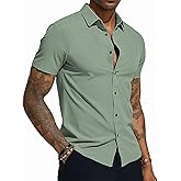 PJ PAUL JONES Mens Button Down Short Sleeve Shirt Wrinkle Free Dress Shirts for Men Casual Summer Beach Vacation Shirts