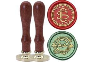 ONWINPOR Santa Claus and Christmas Elk Wax Seal Stamp Set - 2 Pcs Removable Brass Head, Northpole Kit for Decorating Party Invitations (SD01)