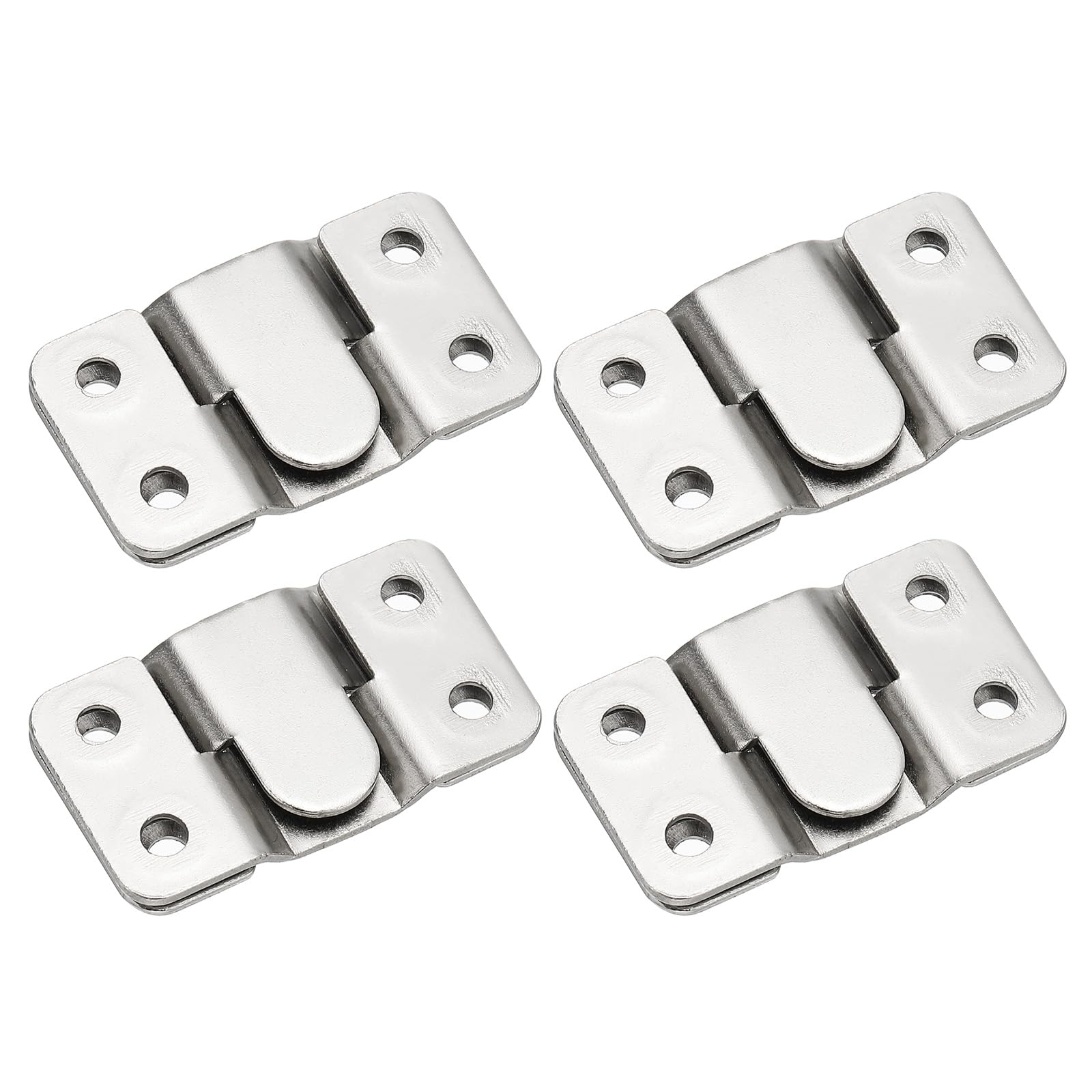 PATIKIL Flush Mount Bracket 53x30mm, 4 Pairs Interlocking Hanging Buckle Wall Mount Hanger Hook for Picture Frame, Art, Clock, Shelves, Mirrors, Silver Tone