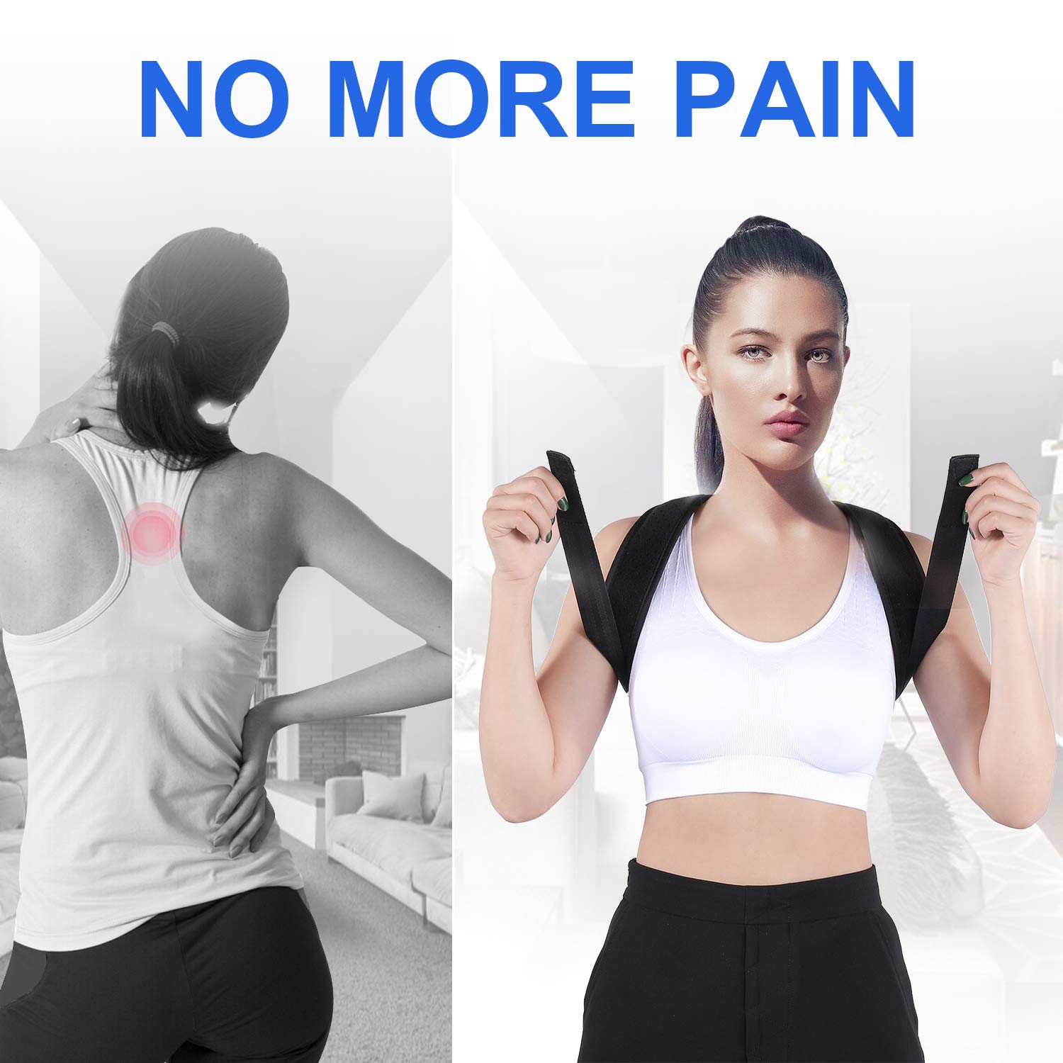 Posture Corrector for Men and Women, Adjustable Upper Back Brace, Back Straightener Clavicle Support, Providing Pain Relief from Neck, Back & Shoulder.