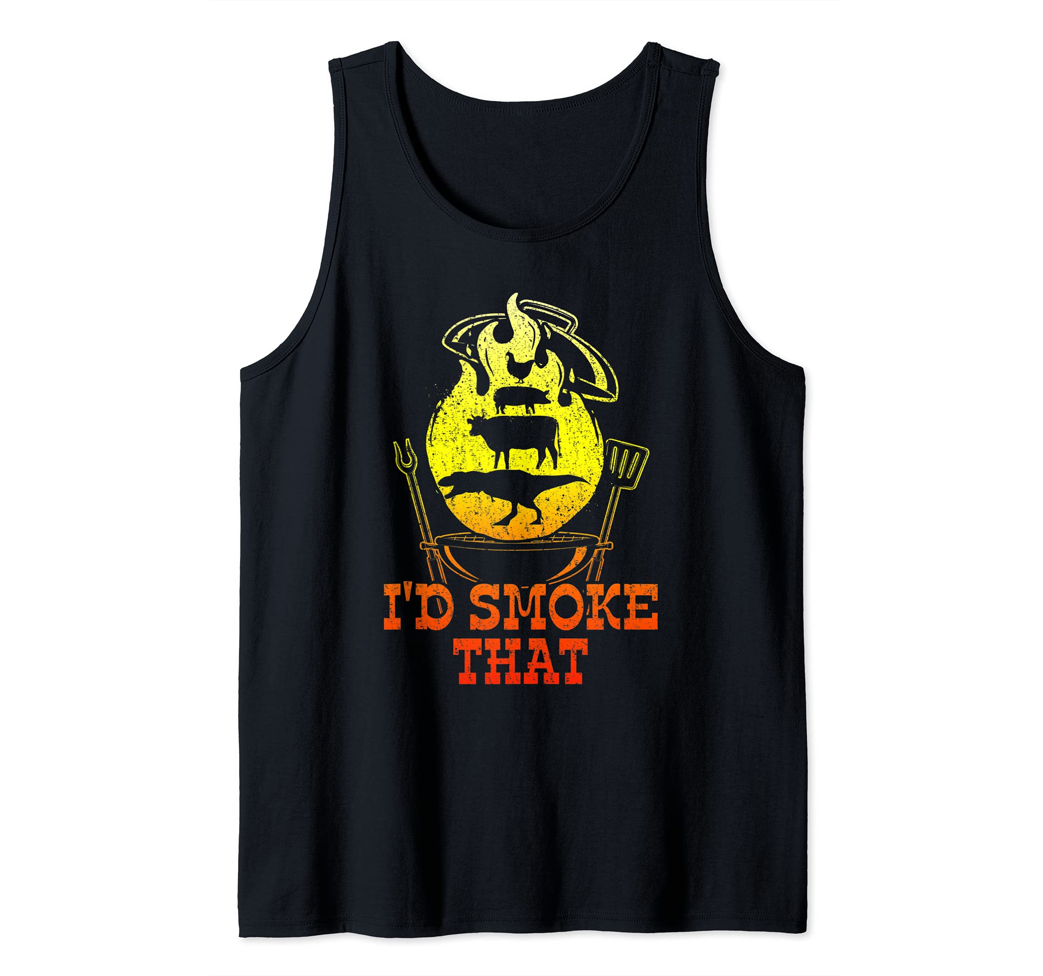 Smoke That Funny BBQ Quote Vintage Retro Meat Smoker Grill Tank Top