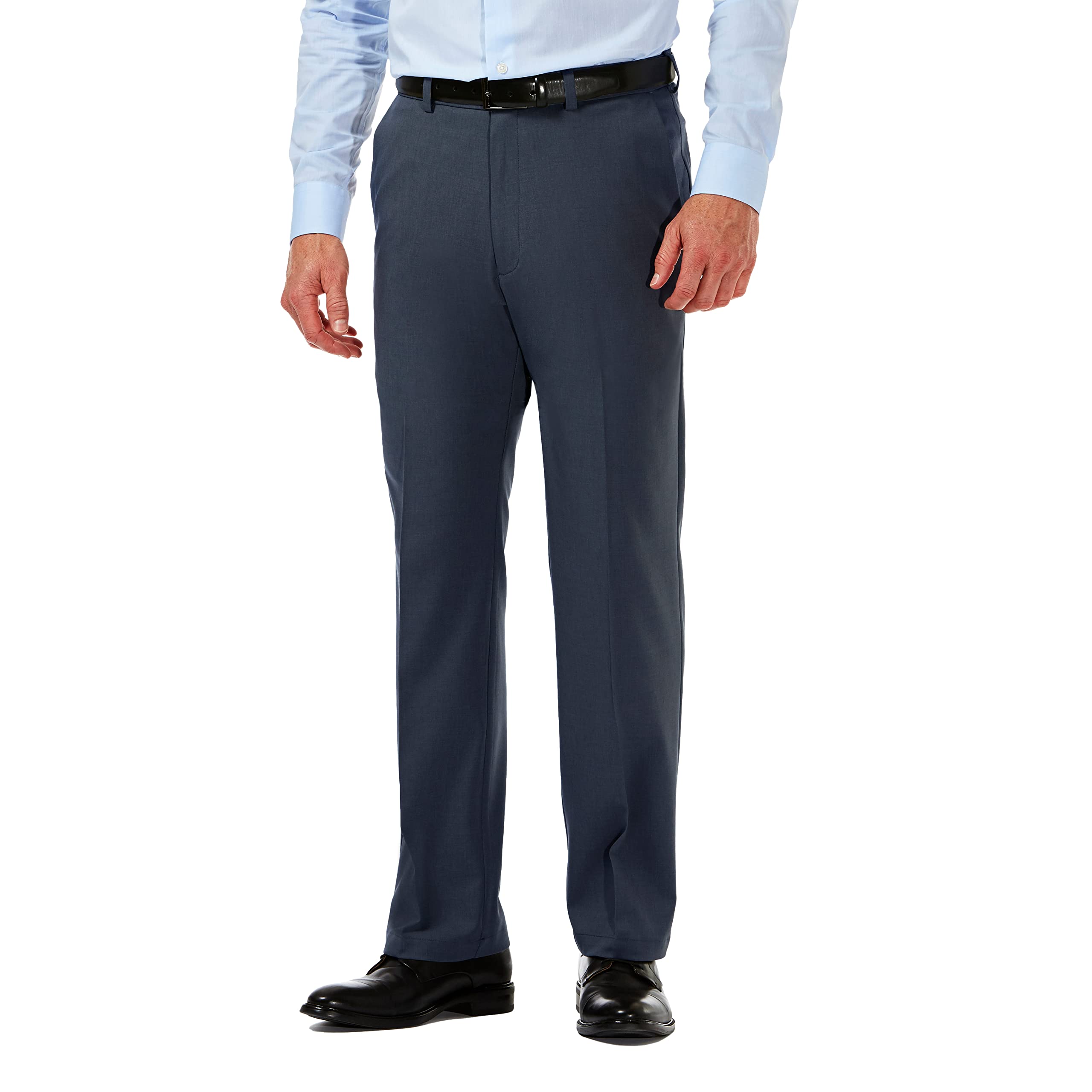Photo 1 of Haggar Men's Cool 18 Pro Classic Fit Flat Front Pant - Regular and Big & Tall Sizes, Heather Navy, 34W x 32L