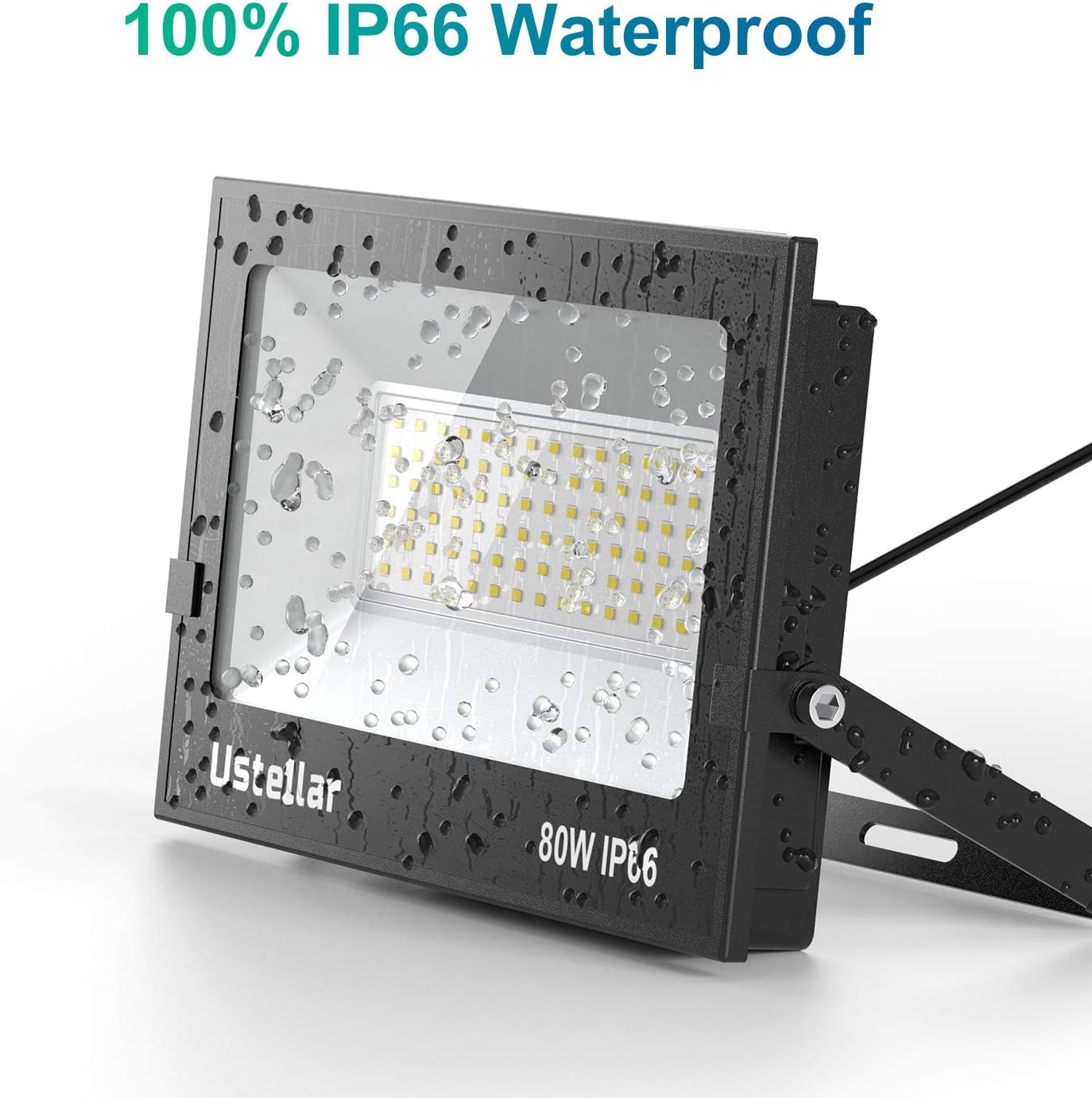 Ustellar 3 Pack 80W Led Flood Lights Outdoor Bright 24000LM Security Lights Outside Lamp IP66 Waterproof 5000K Daylight White Spot Light Exterior Floodlights Fixtures Lighting for Yard Backyard House - - 