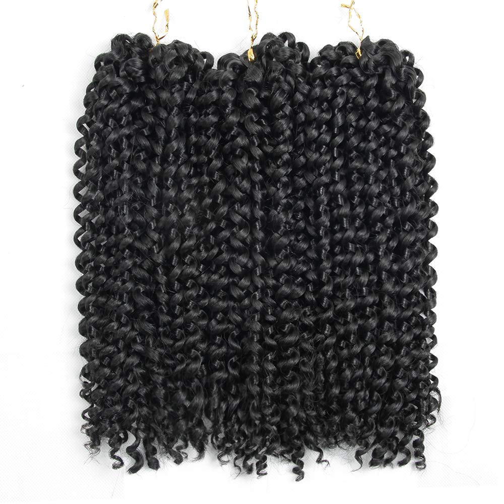 YXCHERISHAIR 10inch 3PCS/LOT,Synthetic Jerry Curl Weave Deep Wave Mambo Twist Crochet Braids with Kanekalon Fiber Heat Resistant Freetress Ombre Braiding Hair Extensions(10 inch 1 Pack, 2)