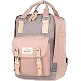 Himawari Backpack/Travel Backpack for Women 14.9" College Vintage Waterproof Bag , Work Backpack for 14inch Laptop(Grey&Pink-HIM-32#)