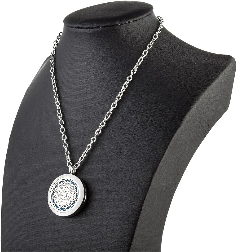 GelConnie Flower Perfume Essential Oil Diffuser Necklace Aromatherapy 316L Hypoallergenic Stainless Steel Pendant CSFL394-1: Jewelry