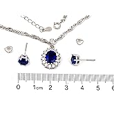 2ct Luxury Handmade Fine Jewelry Genuine Sapphire Blue Diamond Necklaces Earrings Princess Diana Sapphire Pendant Stud Earrings 18k White Gold Silver Jewelry September Birthstone Sapphire Birthday
