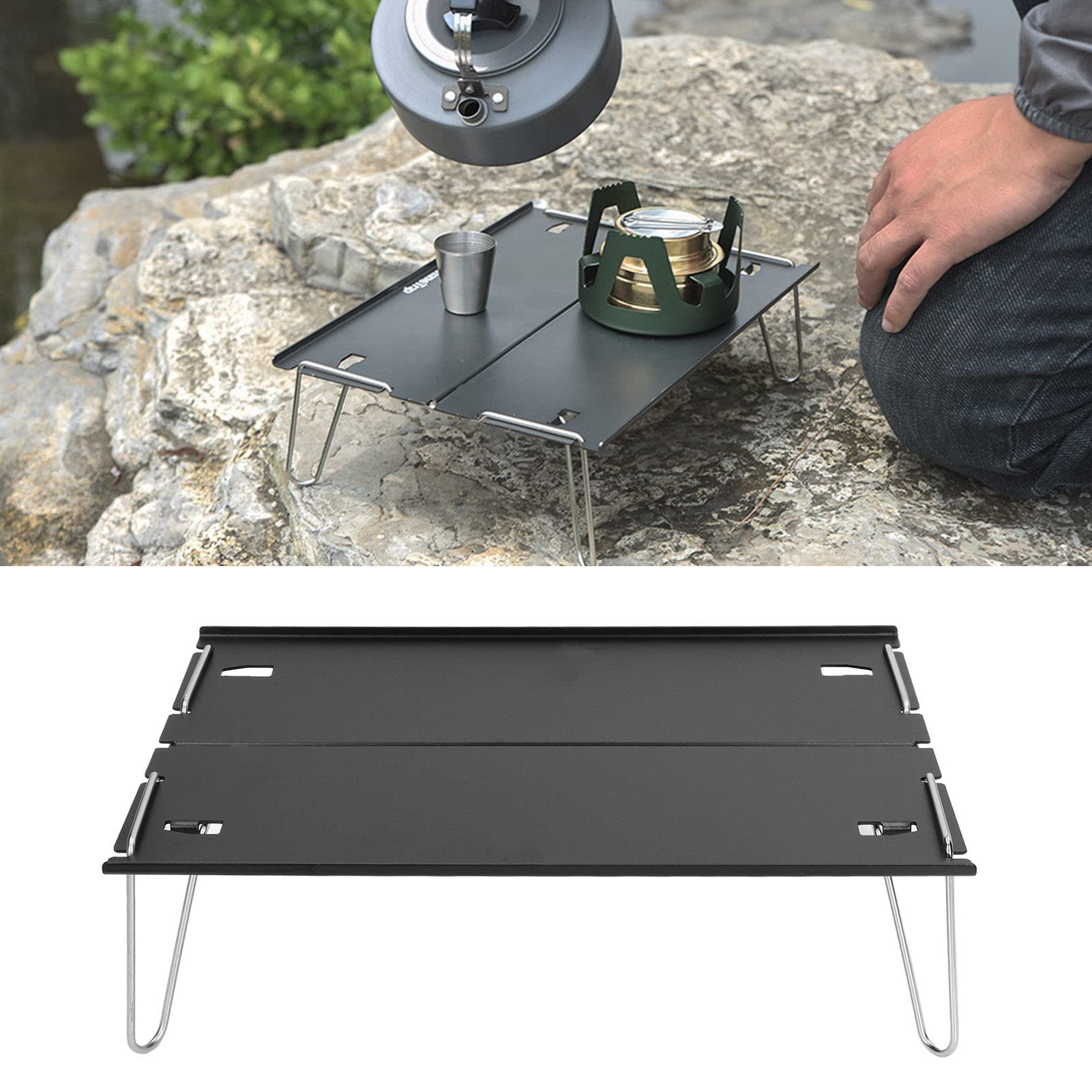 TITA-DONG Mini Camping Table, Lightweight Portable Aluminum Alloy Roll up Table, Ultralight Table Folding Picnic Table for Indoor Outdoor Picnic BBQ Beach Hiking Travel Fishing