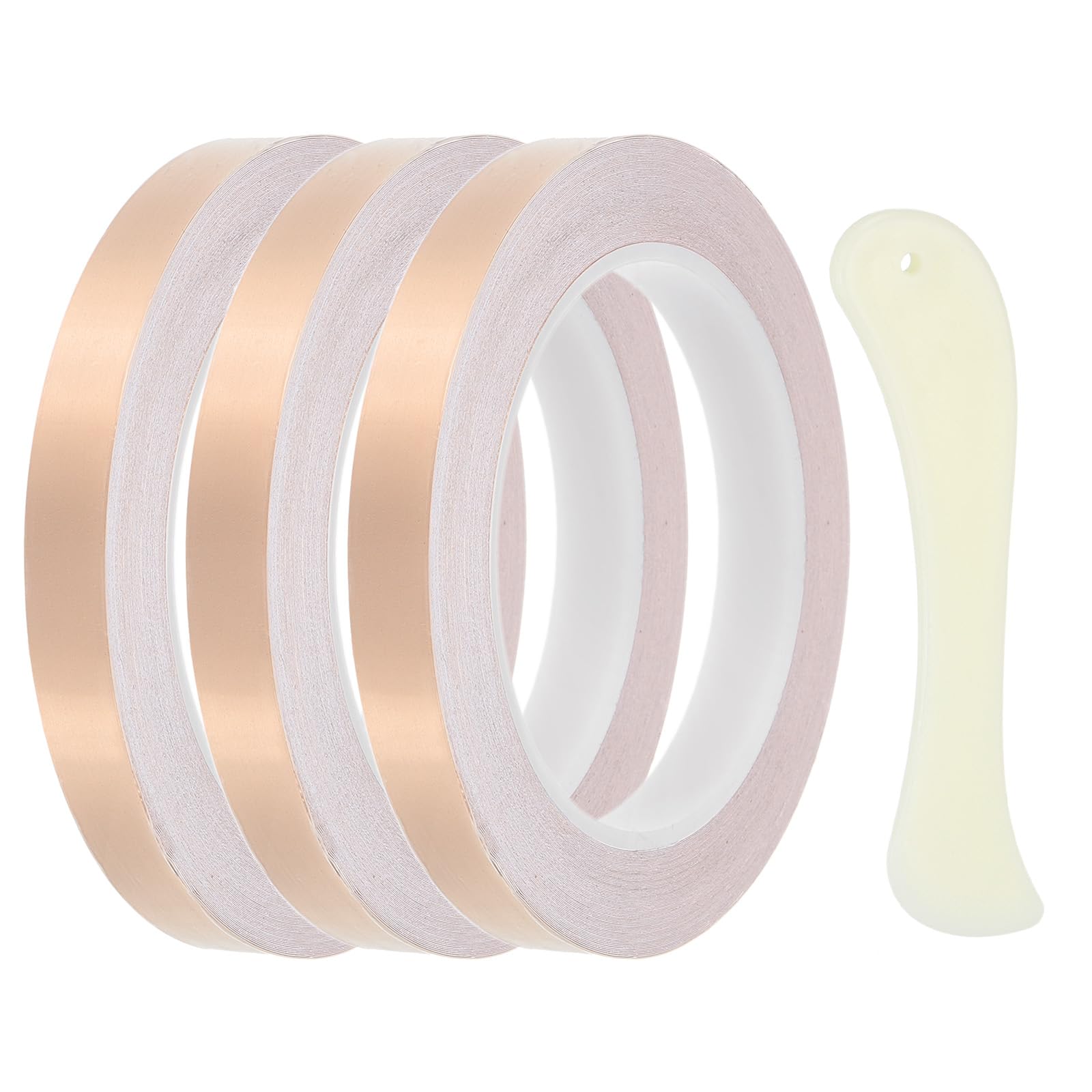PATIKIL 22 Yard 1/2 Inch Copper Foil Tape, 3 Roll Copper Tape with Single-Sided Conductive Stained Glass Foil Tool with Scraper for Stained Tools DIY Crafting