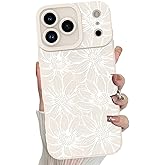 MZELQ for iPhone 17 Pro Case 2025 Case, Silicone Sunflowers Floral Flowers Cute Pattern, Camera Protection Slim Soft Phone Cover for Girls Women -White