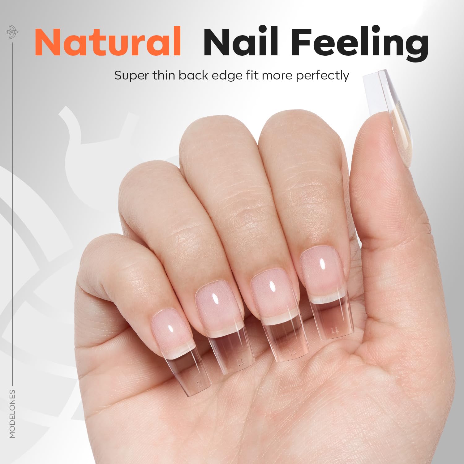 modelones Pro Luxe Instant Apex Nail Tips 15 Sizes, Medium Square Tips Gel Pre-building & Pre-etched Thicker Strength Acrylic Fake Nails Full Cover 240 Pcs - Image 8