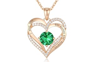 CDE Forever Love Heart Necklaces for Women, Wedding Anniversary, Birthday Mothers Day Gifts for Mom, Mother, Wife, Girlfriend, S925 Silver Jewelry with Birthstone Pendant