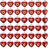 DICOSMETIC 45Pcs 3 Styles Red Heart Charm Glass Crystal Dangle Charms 16mm Valentine Charms with Sun Moon Star Pattern for Jewelry Making Bracelets Necklaces Earrings Keychains DIY Crafts