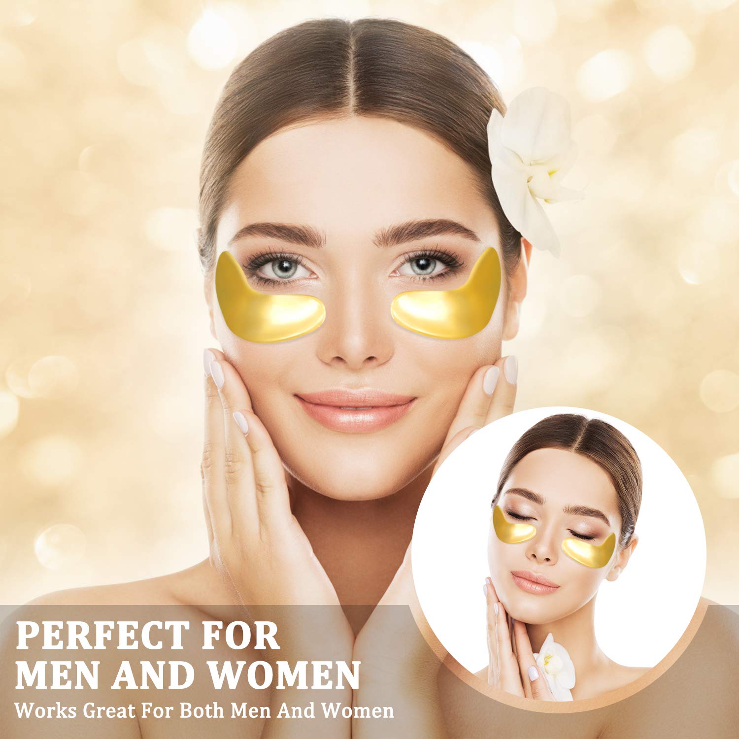 POSTA Gold Eye Mask, 20 Pairs Eye Treatment Mask With Collagen, Under Eye Mask Treatment for Puffy Eyes, Dark Circles Corrector, Used for Eye Bags, Anti Aging Patches Luxury Gift for Women and Men : Beauty
