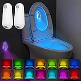 Toilet Night Light Motion Sensor,8 Color Changing USB-C Rechargeable Toilet Bowl Light for Bathroom Accessories,Splash-Proof