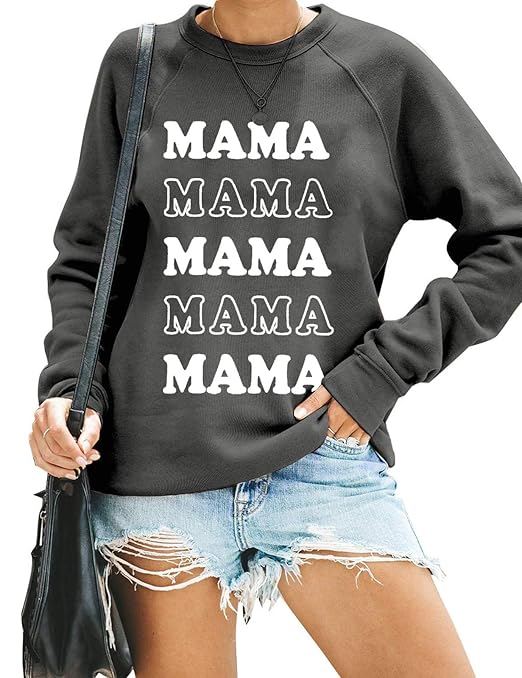 Buy Mama Sweatshirt Womens Funny Mom Shirts Casual Letter Print Raglan