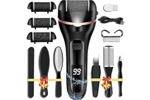 CIVYPRO Callus Remover for Feet Electric Foot File, 13-in-1 Professional Pedicure Tools Foot Care Kit, Foot Scrubber Pedi for Hard Cracked Dry Dead Skin, 3 Rollers, 2 Speed, Battery Display