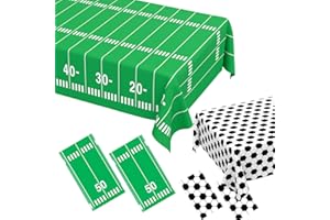WNINK 4 Pack Football and Soccer Tablecloth Party Decorations, Football Plastic Touchdown Table Cover for Birthday Party Superbowl Football Themed Party Games Tailgate Decorations 54 X 108 Inch