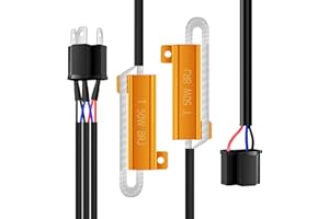 HOCOLO H4 HB2 9003 Headlight High Low Beam Light Bulbs LED Resistor Kit Relay Harness Adapter Anti Flicker Error Decoder Warning Canceller (2pcs H4-Resistor Decoder)