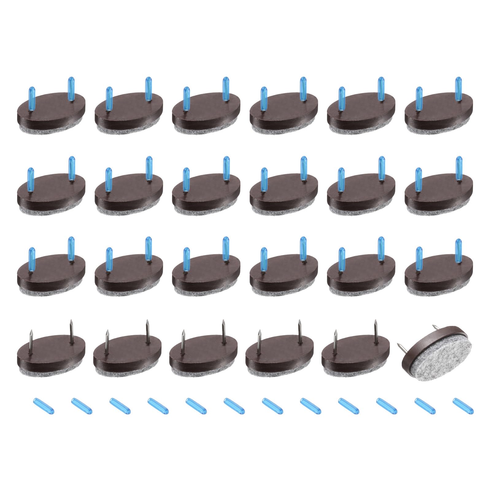 Photo 1 of uxcell 24Pcs Nail-on Felt Furniture Pads, Oval Felt Pads Furniture Sliders Floor Protectors for Wooden Furniture Table Sofa Chair Leg (25mm, Brown)