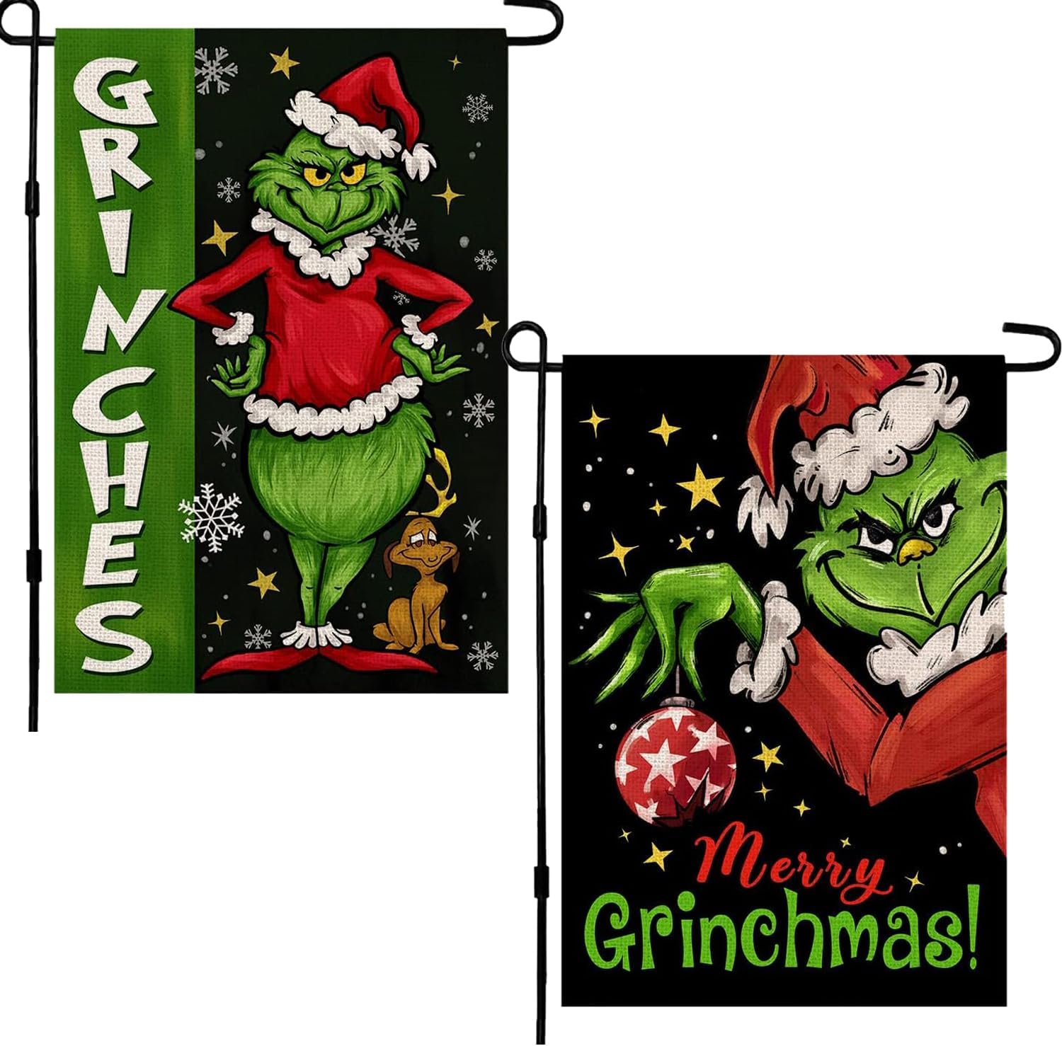 Flags - 2PCS Christmas Garden Flag Double Sided 12×18 Inch, Yard Decorations Holiday Banners Outdoor Farmhouse Decor