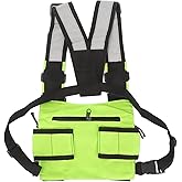 Yoidesu Universal Radio Chest Harness Bag, Chest Front Pack Pouch Holster Vest Rig Fluorescent Green for Two Way Radio with Adjustable Shoulder Straps