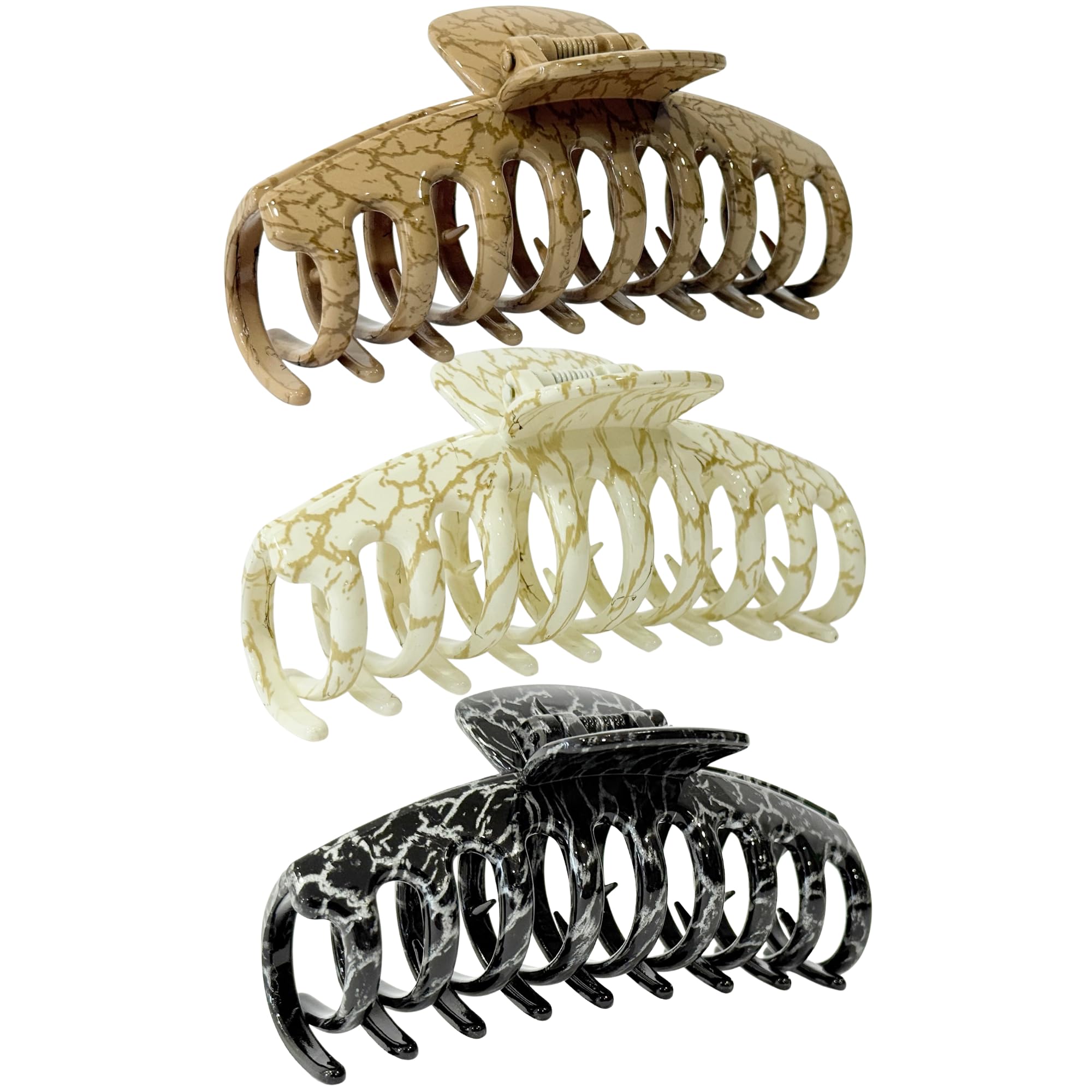 Marrie Large Hair Claw Clips for Thick Hair Nonslip Jumbo Hair Clamp Strong Big Hold Jaws Hair Styling Accessories for Women Girls Size 4.3 Inches (Black/Choc/Offwhite) — image 1