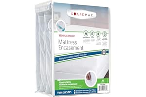 Guardmax Jersey Knitted Twin Zippered Mattress Encasement - Waterproof & Bed Bug Proof Mattress Protector - Comfortable, Soft, and Noiseless Zippered Bedding - Dust Mite Proof (39 x 75 x 10)