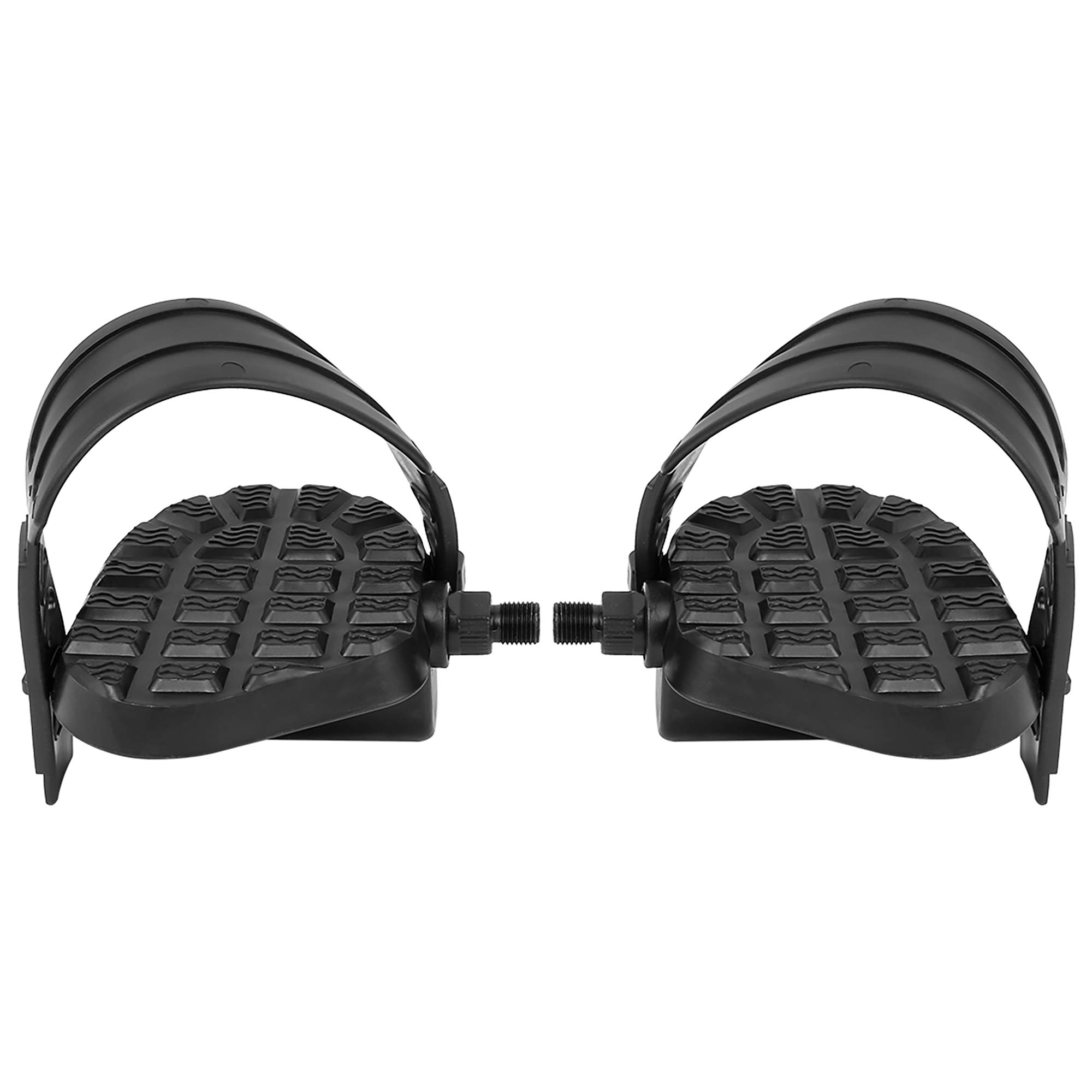 X AUTOHAUX Pair Road Mountain Bike Exercise Bicycle Pedals 1/2'' Spindle Platform Non Slip with Belts Strap Lightweight Flat Pedal