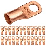 SELTERM 25pcs 1 AWG 3/8" Stud Battery Lugs, Ring