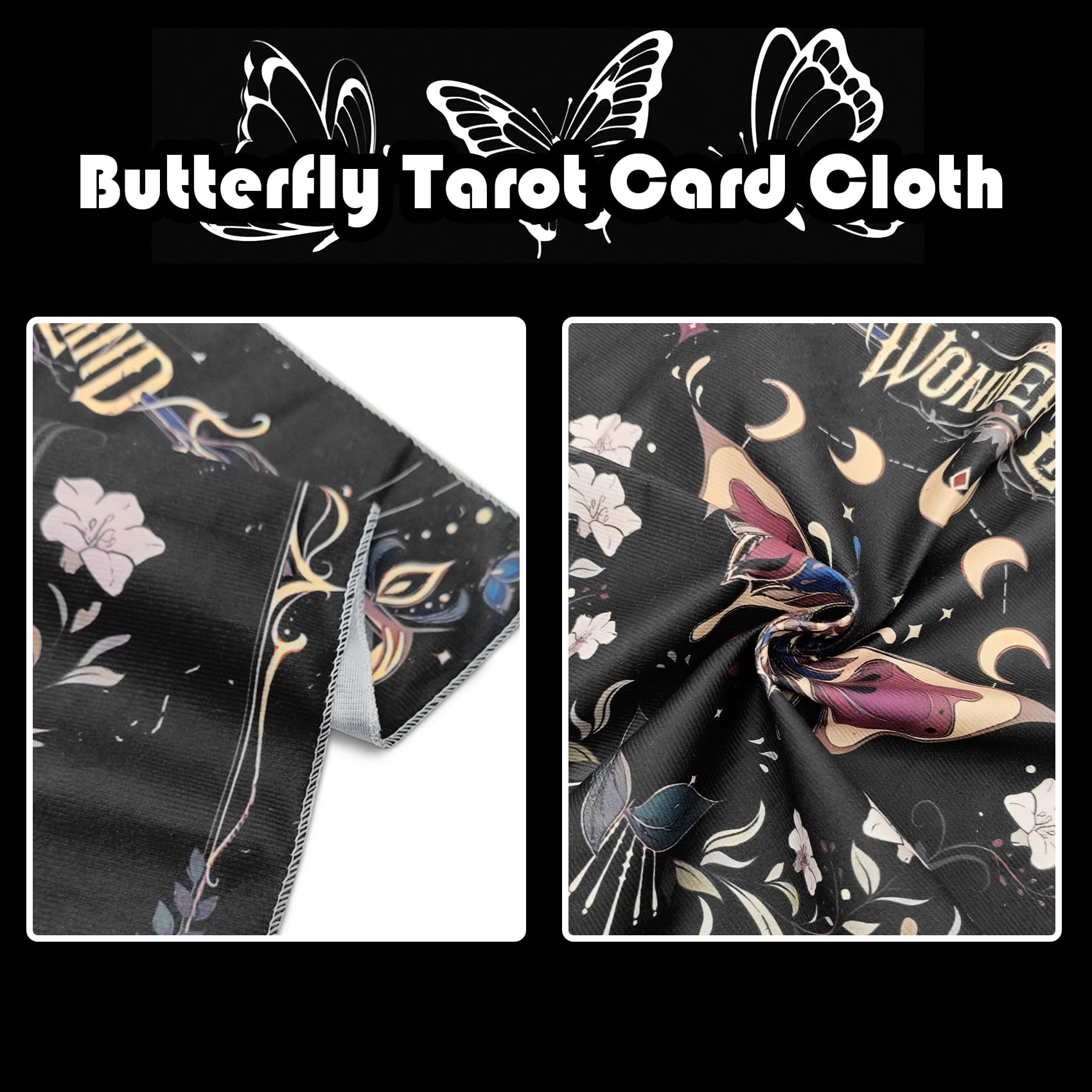 Knana Tarot Cloth Altar Cloth with Butterfly Pattern Tarot Card Mat Altar Cloth Witchcraft Tarot Cloth for Reading 23.5 X 23.5 inches