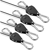 VIPARSPECTRA Retractable Heavy Duty Ratchet Tie Down Straps [4 Pack, 8ft, 75lbs/Pack], Rope Pulley System Rollers with Carabi