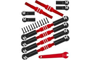 RCMYou RC Turnbuckles Camber Links Upgrades Part for 1/10 Big Rock V3 3S BLX / 1/8 Typhon 3S BLX/Mega 550,Aluminum Turnbuckles Camber Links Hops Up,Red (not for Big Rock V1/V2)