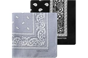 2 Pcs Bandana, 100% Cotton Paisley Bandanas For Men Women, Large Cowboy Bandana Headband Handkerchief