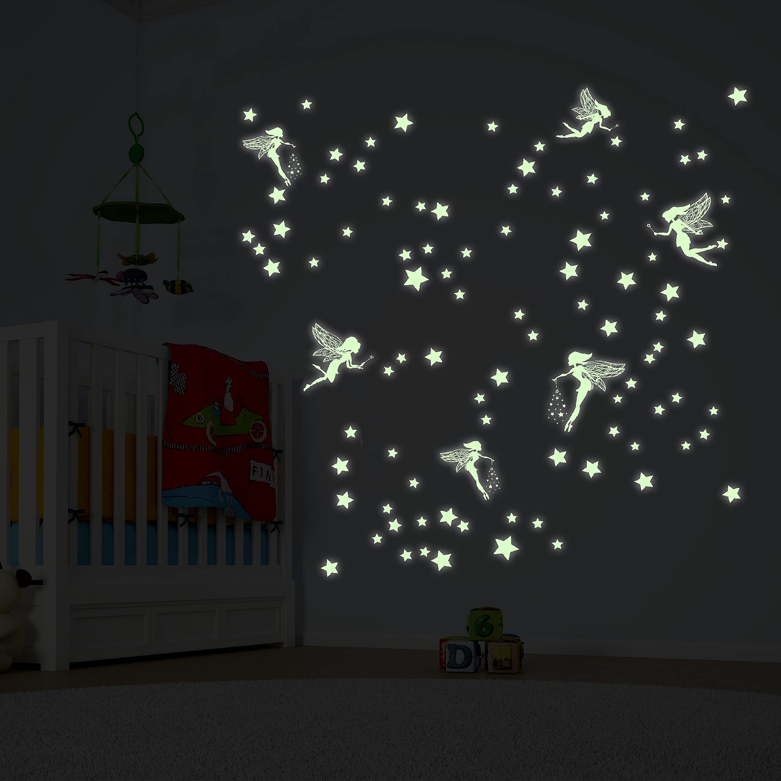 WALPLUS Glow in Dark Magic Fairies Wall Sticker, Vinyl, Multi-Colour, 24 x 35 x 2 cm