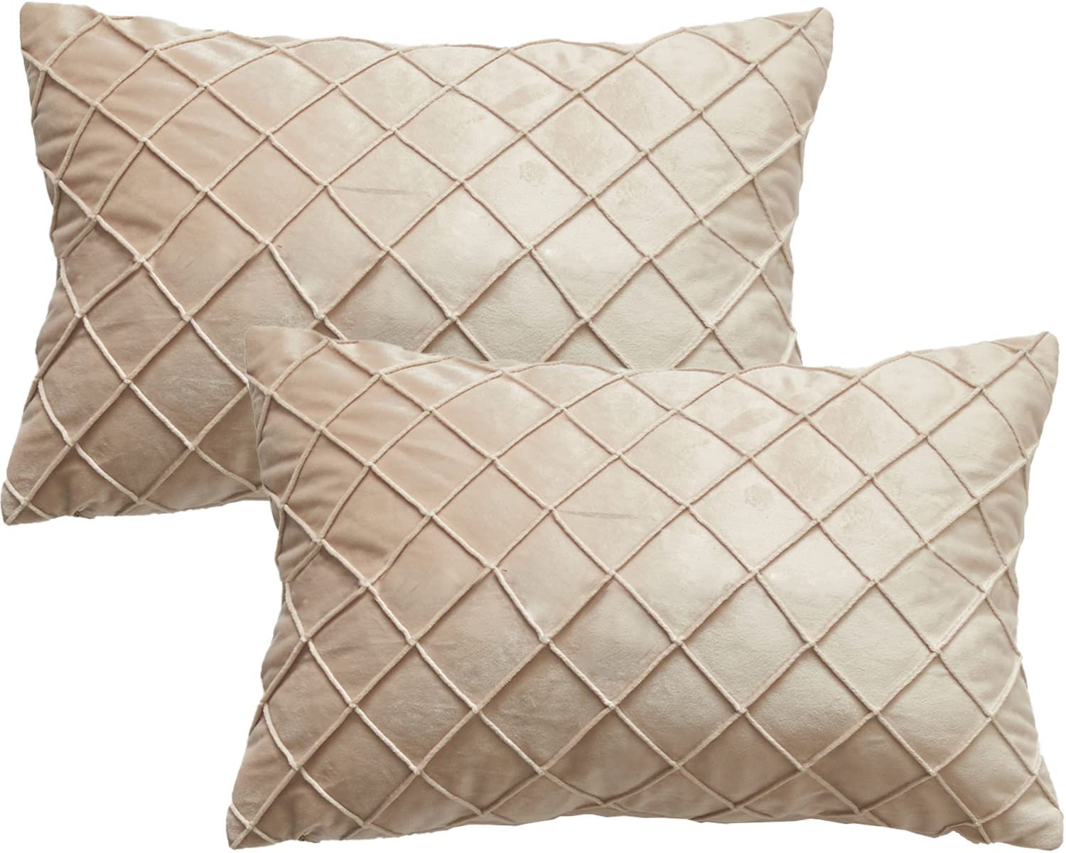 GONOVE Cushion Covers 30X50cm Soft Velvet Decorative Throw Pillow Cases Pack of 2 Square Pillow Covers Pillowcases with Invisible Zipper for Home Couch Sofa Bed, Beige — image 1