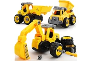 TOY Life Constructions Toys Vehicles Trucks Take Apart Toys Sandbox Toys Trucks Set Excavators Building Car Toys with Drills - Best Gifts Truck Toys for Boys Kids Toddlers 3 4 5 6 7 8 Years Old