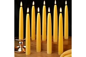 CAPANIEL 12 Pack Beeswax Taper Candles 8 inch Smokeless Pure Beeswax Candle 8 Hour Burn Time Natural Beeswax Candlesticks Unscented Bees Wax Candle for Home Prayer