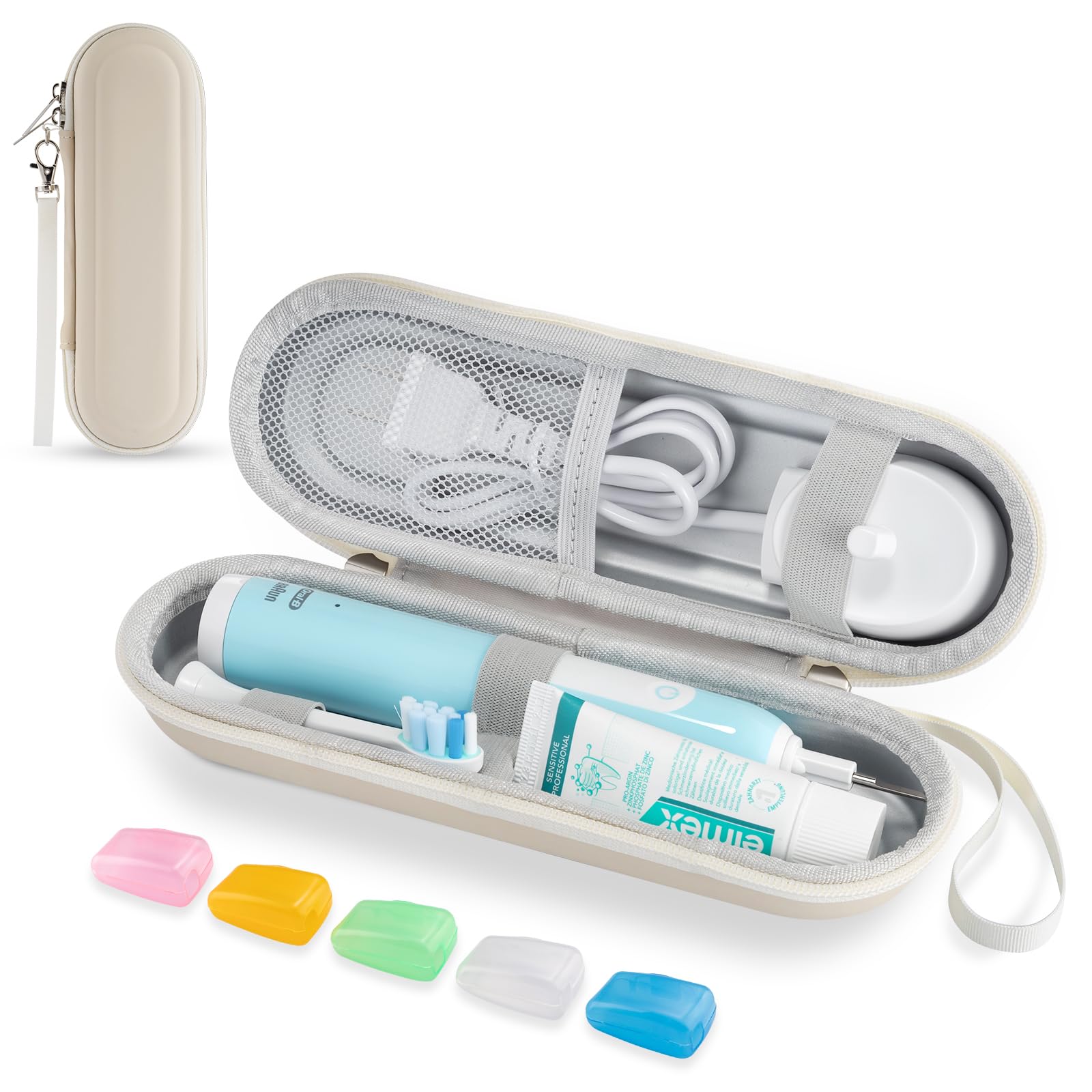 Photo 1 of Toothbrush Travel Case for Oral B/Oral-B Pro 1000 1500 5000 7000 & Philips Sonicare 4100 1100 5300 5100 6100/iO Electric Toothbrush, Hard Protective Storage Bag (Starlight case&toothbrush cap)