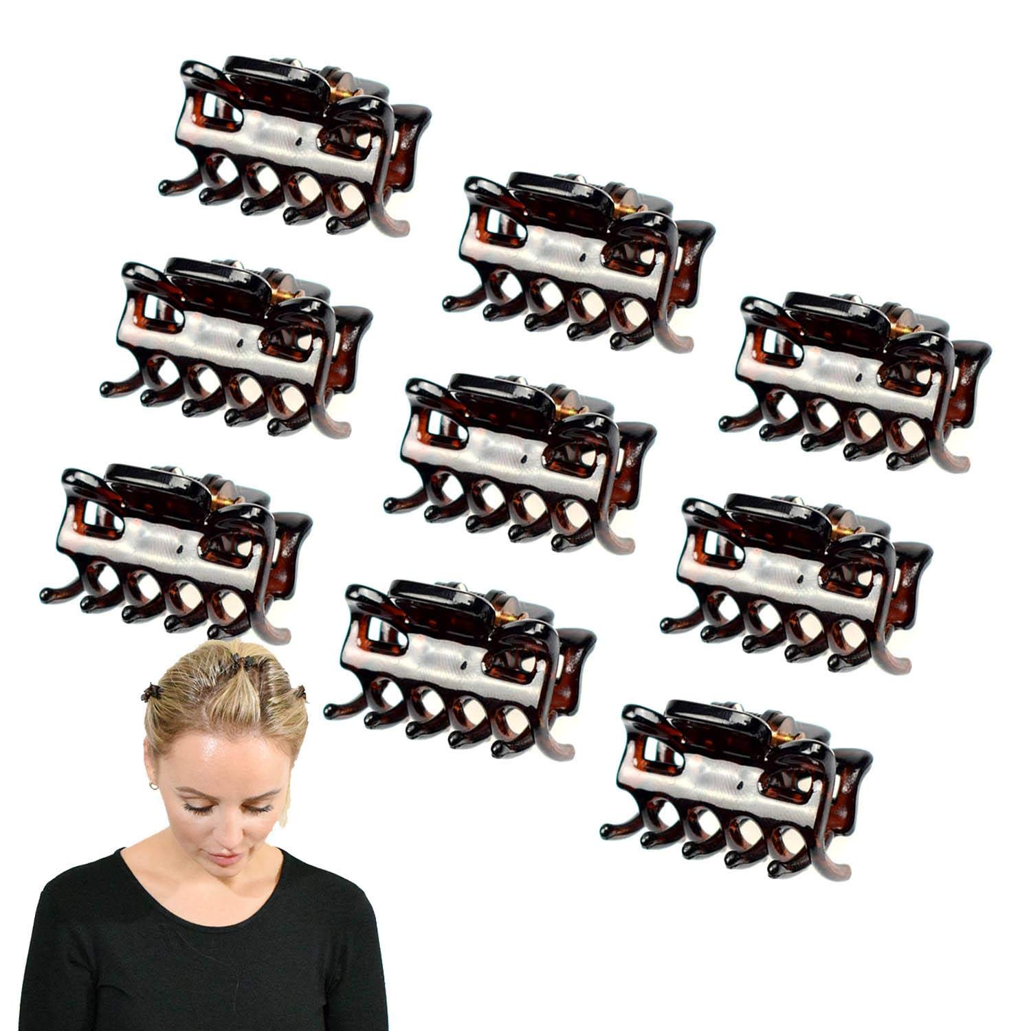 Basic Sense 1.1 Inch Mini Hair Claw Clips for All Hair Types, Strong Hold Durable, 9 Pcs