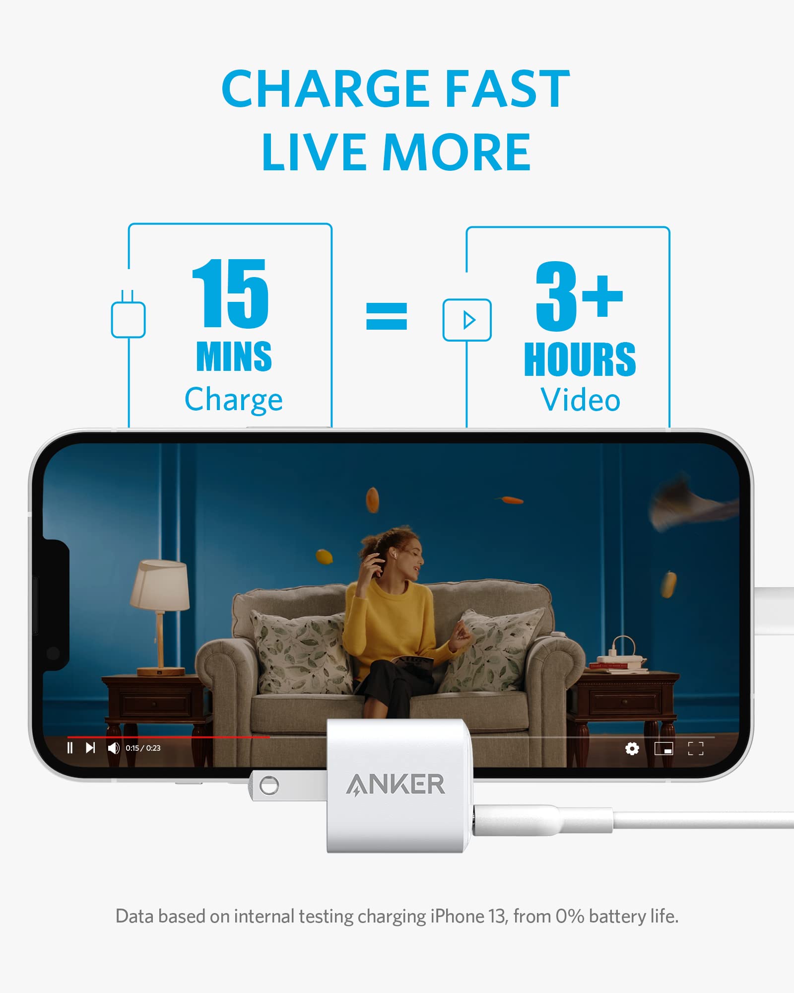 [2-Pack] USB C Charger, Anker Nano Charger 20W Powerport PD Durable Compact high Speed USB C Wall Charger, for iPhone 13/13 Mini/13 Pro/13 Pro Max/12