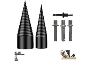 PSDEROUL Firewood Drill Bit Set, Wood Log Splitter Firewood Drill Bit, Detachable Heavy Duty Electric Drills Screw Cone Driver Tools for Splitting Woods,Wood Splitter Drill Bit (32mm+42mm+4 Handle)