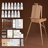 MEEDEN Oil Painting Set with French Easel, Paint Kit with Easel,7x100ml/3.38oz Paint, Paintbrushes,Canvas & Oil Painting Supplies for Adults &Artists