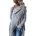 CEASIKERY Women's Tassel Hem Sweater Long Cardigan Knitwer Pullover Poncho Coat