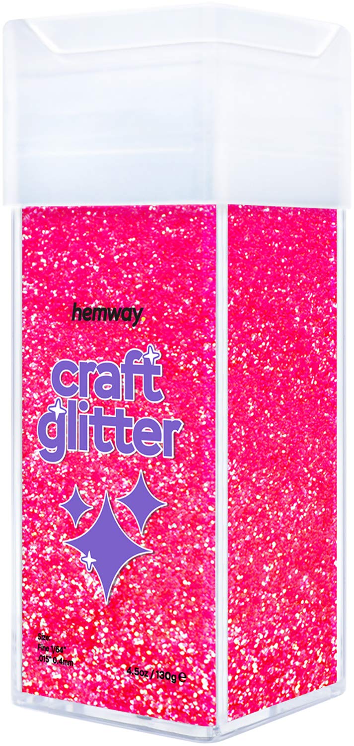Fluorescent Pink Glitter Shaker, 130g Fine Glitter for Crafts 1/64" Metallic Flake Silver Sequins for Resin & Epoxy Crafts for Decorating, Halloween, Christmas Nail, Face, Art, Pots, Hemway