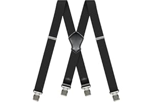 Mens Suspenders Work Suspenders for Men Heavy Duty Elastic Braces for Mens Pants with 4 Strong Metal Clips 1.6 Inch