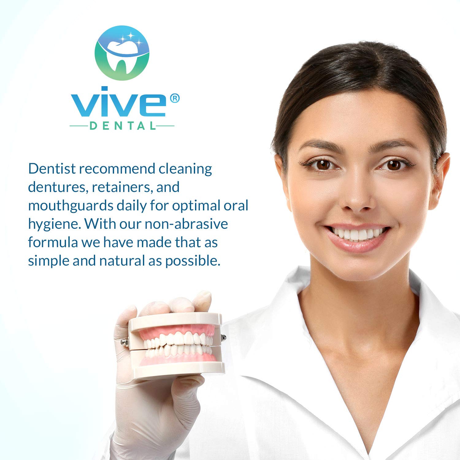 Vive Dental Retainer & Denture Cleaner Tablets (90 Ct) - For Mouthguard, Night Guard, Removable Partial or Full False Teeth - Overnight, Antibacterial Cleanse - Cleaning Removes Stains, Plaque, Odor : Beauty