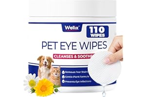 Wellix Dog & Cat Eye Wipes for Discharge and Crust - Pet Eye Wipes Tear Stain Remover for Dogs and Cats - Dog and Cat Groomin