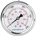 Uharbour Glycerin Filled Pressure Gauge 5000psi/350bar, Stainless Steel case, Brass Inside Construction, 2-1/2" dial, 1/4"NPT Back Connection.…