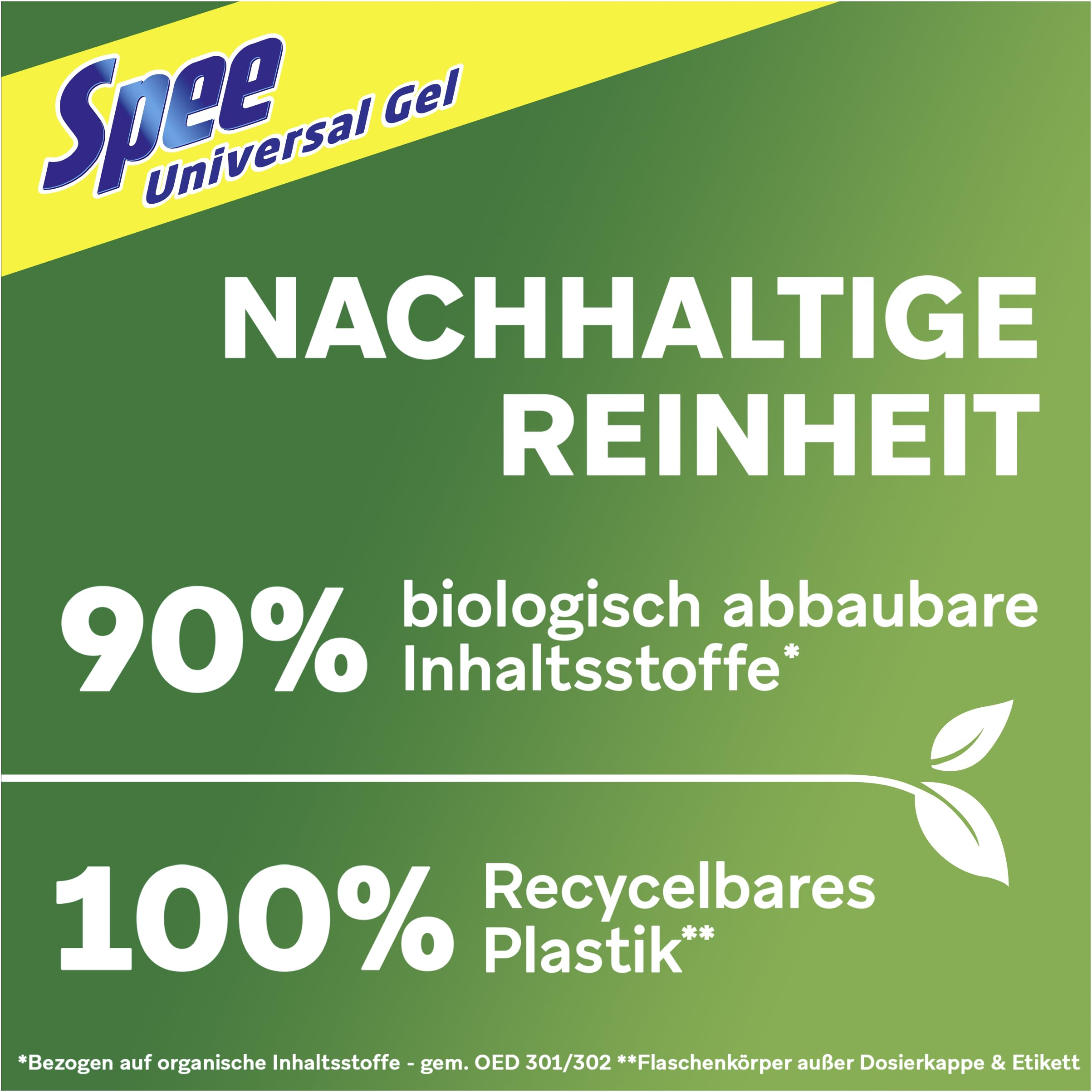 Spee Gel Universal (100 Waschladungen), Flüssigwaschmittel mit 4 in 1 Formel, Waschmittel vereint Reinheit, Strahlkraft, Frische & Nachhaltigkeit, 20° - 95° C 7